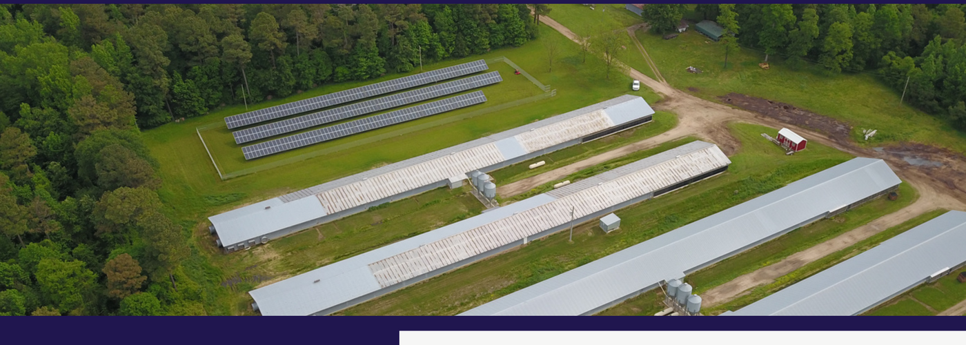 Aerial photo of an Arkansas farm with a USDA REAP-funded solar array